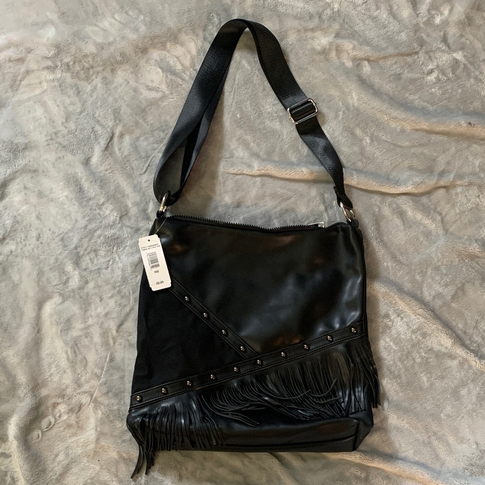 Black Fringe Crossbody Shoulder Bag - Women